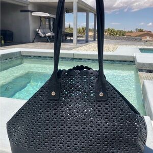 Furla Black Perforated leather Tote Bag. New without tags.